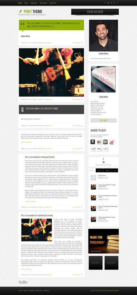 Standard Wordpress Theme goes but Pen It Wordpress Theme arrives