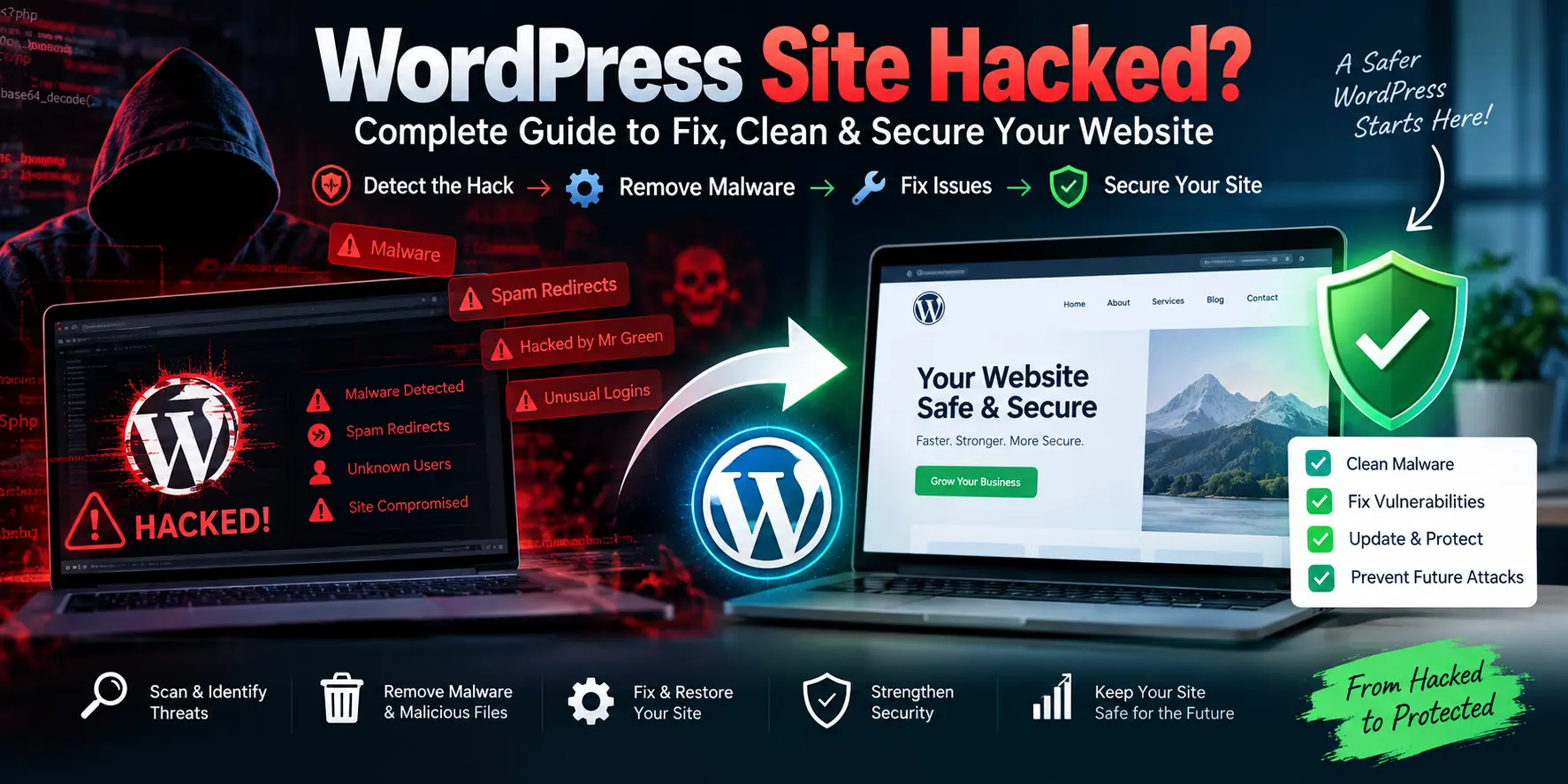 WordPress Site Hacked? Complete Guide to Fix, Clean & Secure Your Website WordPress Site Hacked Complete Guide to Fix, Clean & Secure Your Website