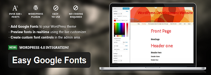 Easy Google Fonts Plugin