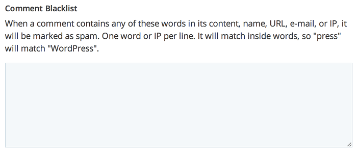 comment blacklist