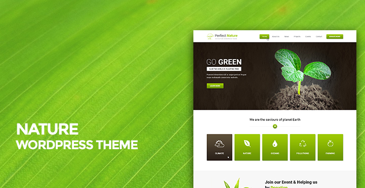 Green and Environment WordPress Theme for Eco Friendly Nature Website