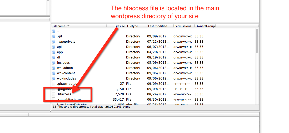 htaccess file