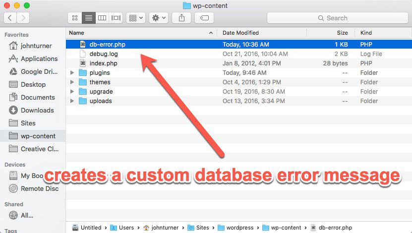 custom database error message