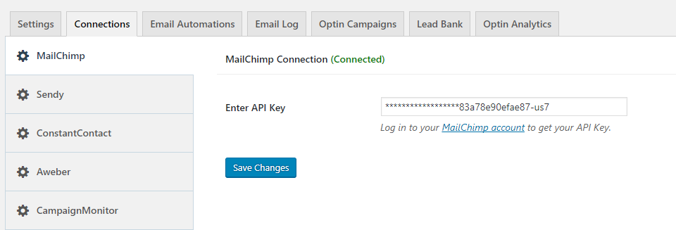 mailchimp connection