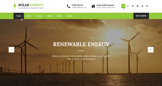 Solar Energy WordPress theme