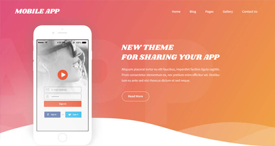 Mobile app WordPress theme