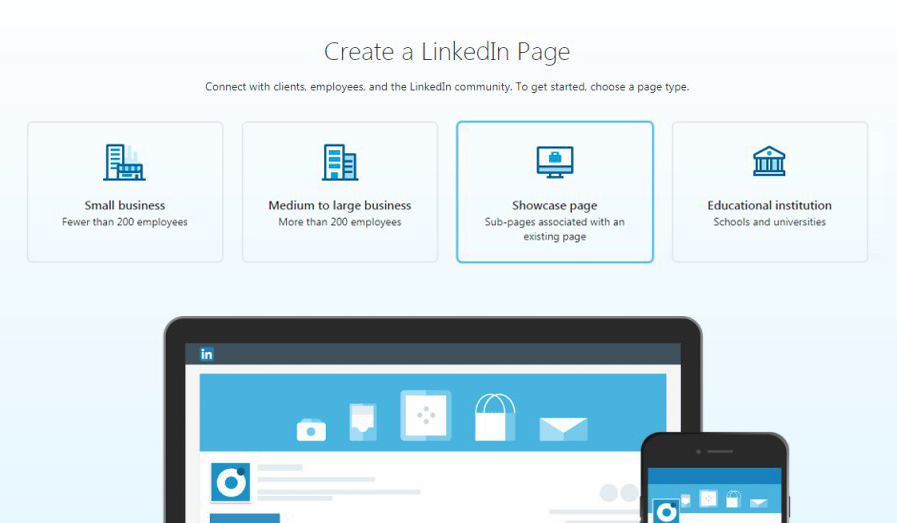 create linkedin showcase page