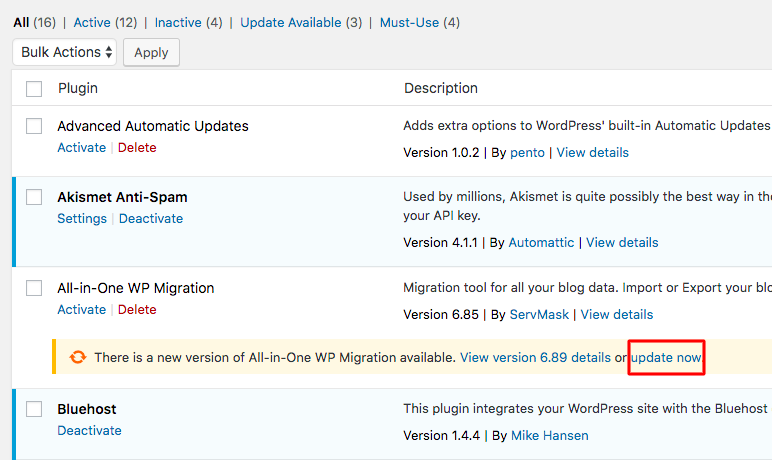 updating your WordPress