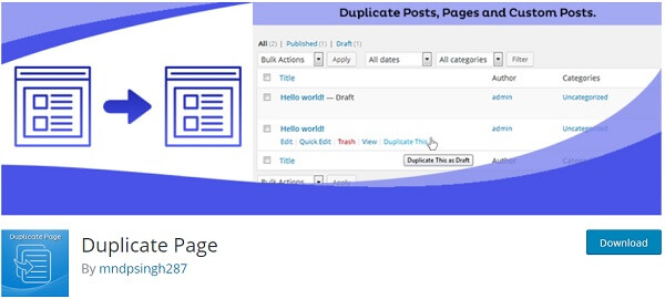 WordPress duplicate page plugin 