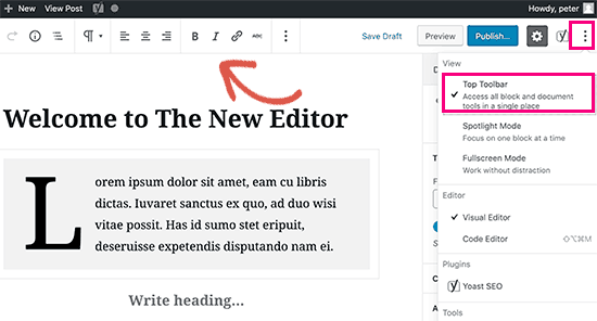 tips for using WordPress content editor