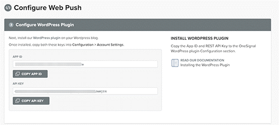 configure WP onesignal