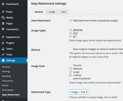 easy watermark settings