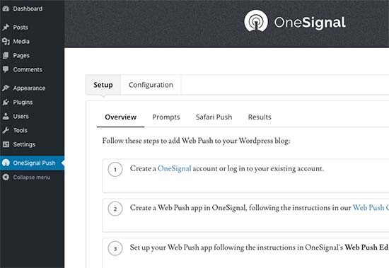 onesignal config