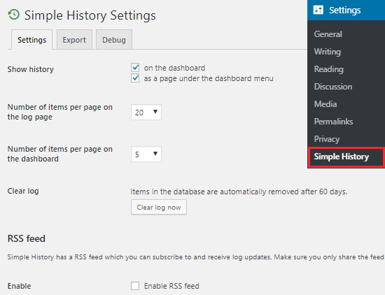 simple history dashboard