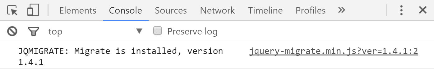 remove jquery migrate console