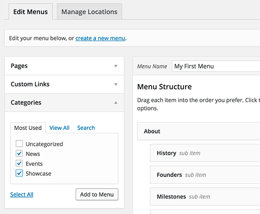 Add Categories To The WordPress Menu