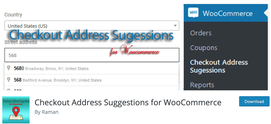 https://wordpress.org/plugins/checkout-address-sugessions-for-woocommerce/