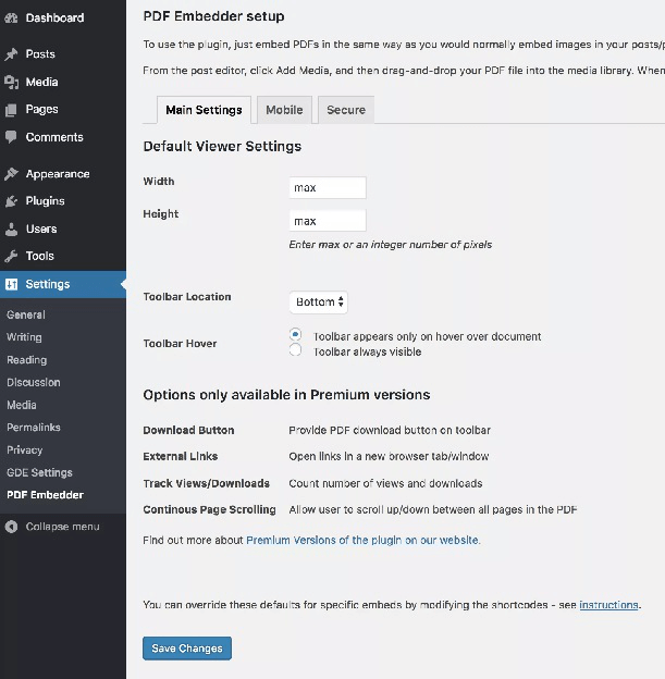 PDF Embedder setup