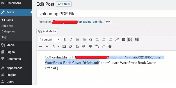 PDF using media uploader