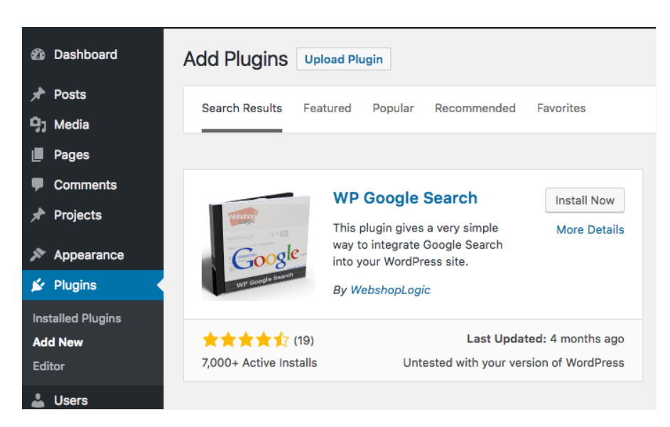 Search The Plugin