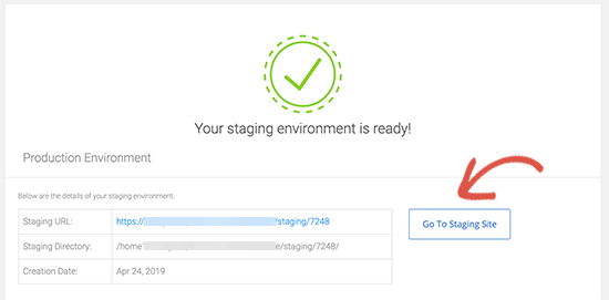 Go To Staging Site