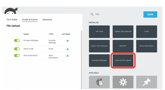 Select forms for Dropbox