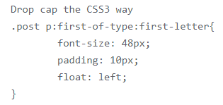 Using CSS3 to add drop caps to WordPress posts