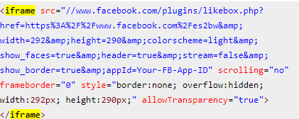 facebook like box ifram code