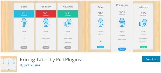 pricing table by pickplugins