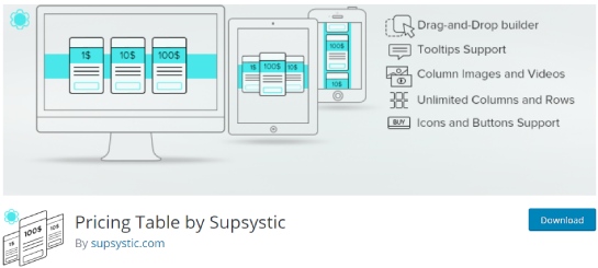 pricing table by supsystic