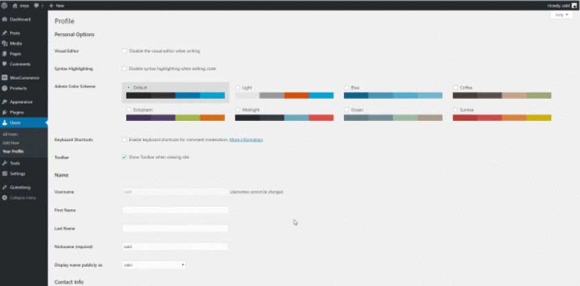 disable the user admin toolbar