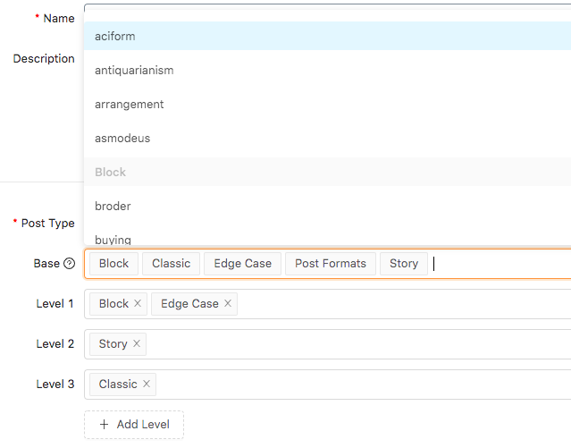 Arrange the categories by level