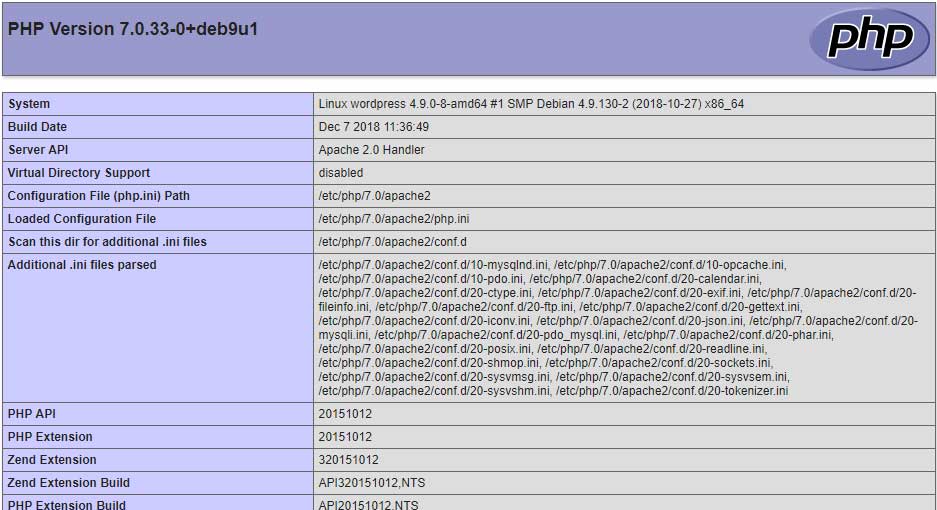 phpinfo