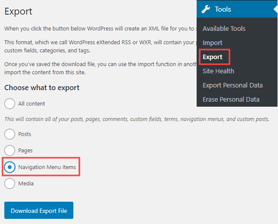 WPS Menu Exporter