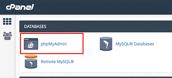 phpmyadmin cpanel