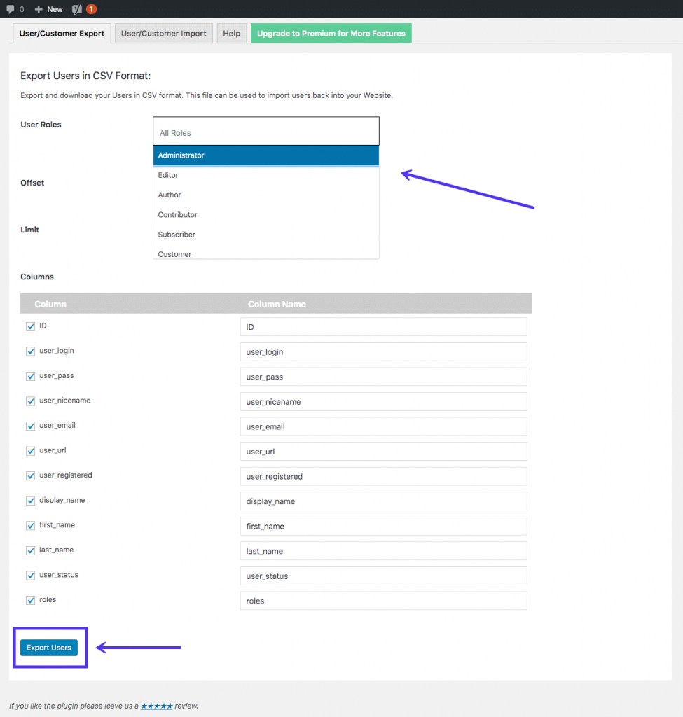 Export Users to CSV Format