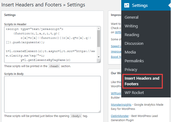 Insert Headers and Footers plugin