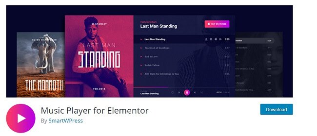 Music player for elementor
