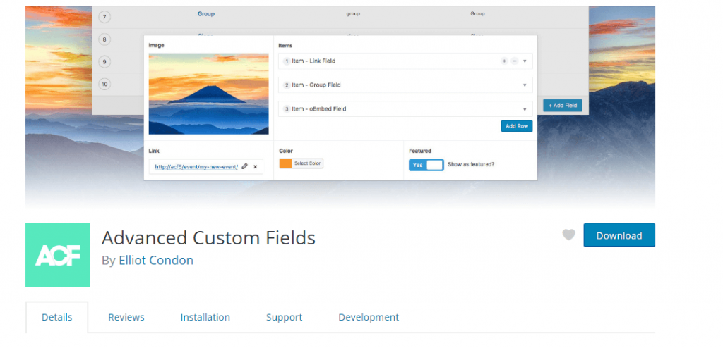 advanced custom fields plugin