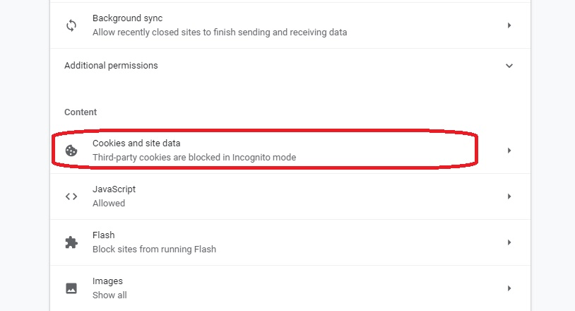 cookies site data