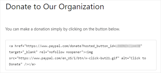 donate button code