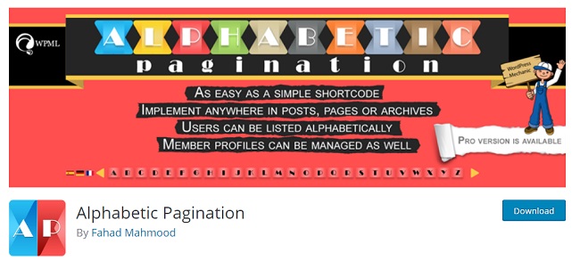 Alphabetic pagination