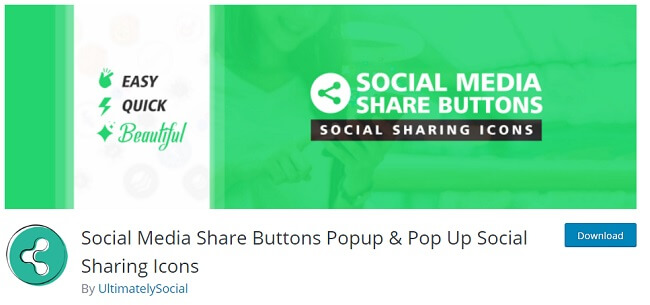 Social Media Share Buttons Popup By UltimatelySocial