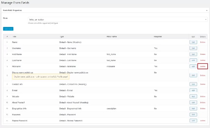 manage form fields