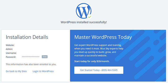 Install WordPress on Bluehost