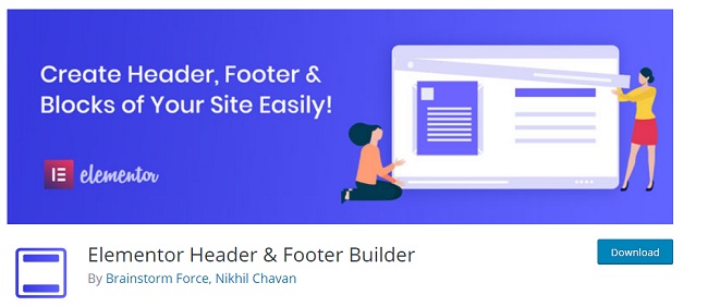 Elementor header footer builder