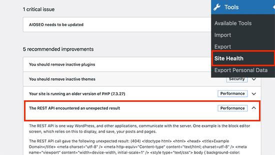 Review your API debug log