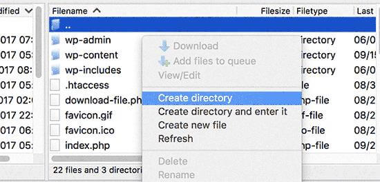 create directory