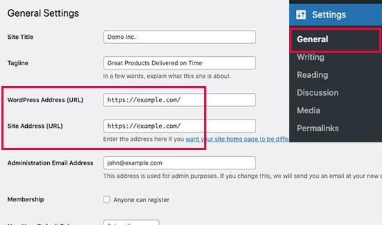 general settings