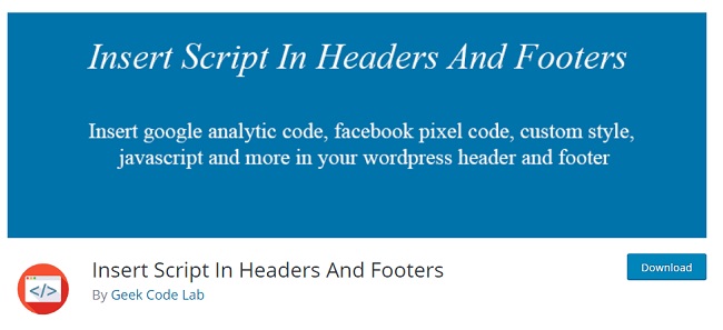 insert script in header and footer